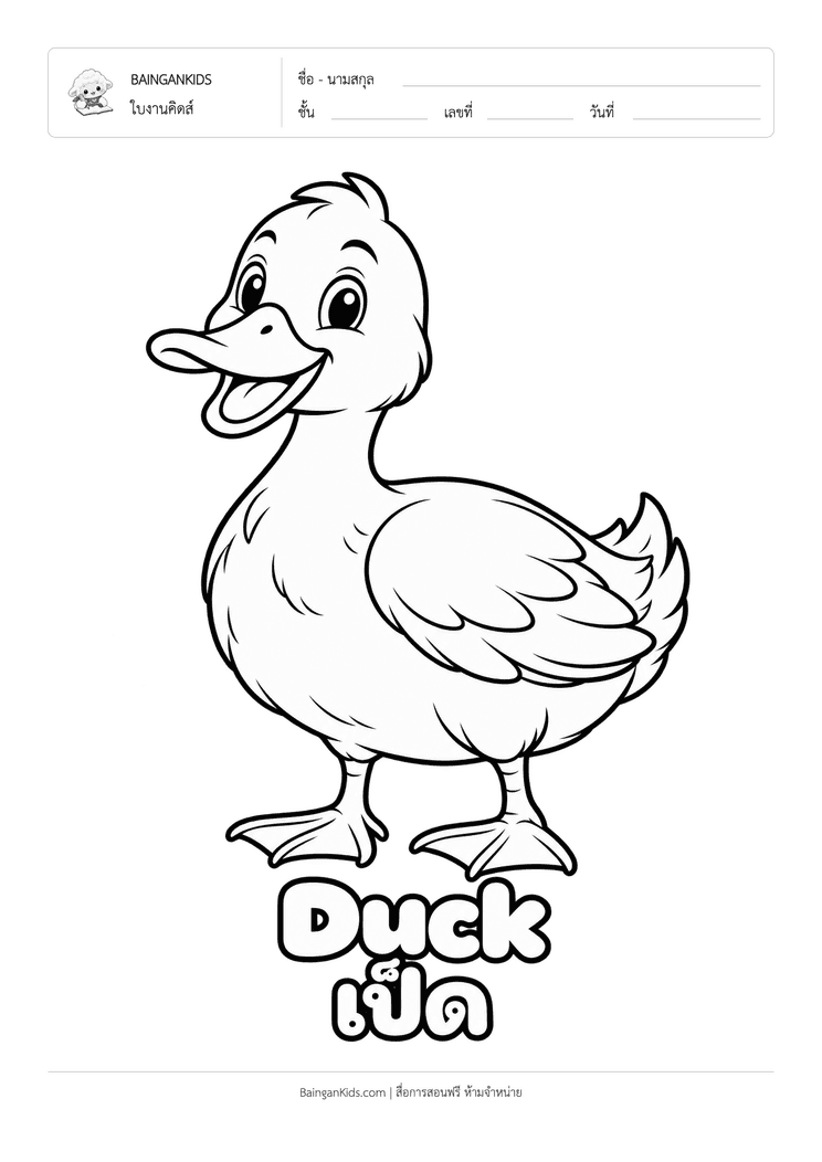 ระบายสี เป็ด (Duck) ตัวอย่างหน้าที่ 1
