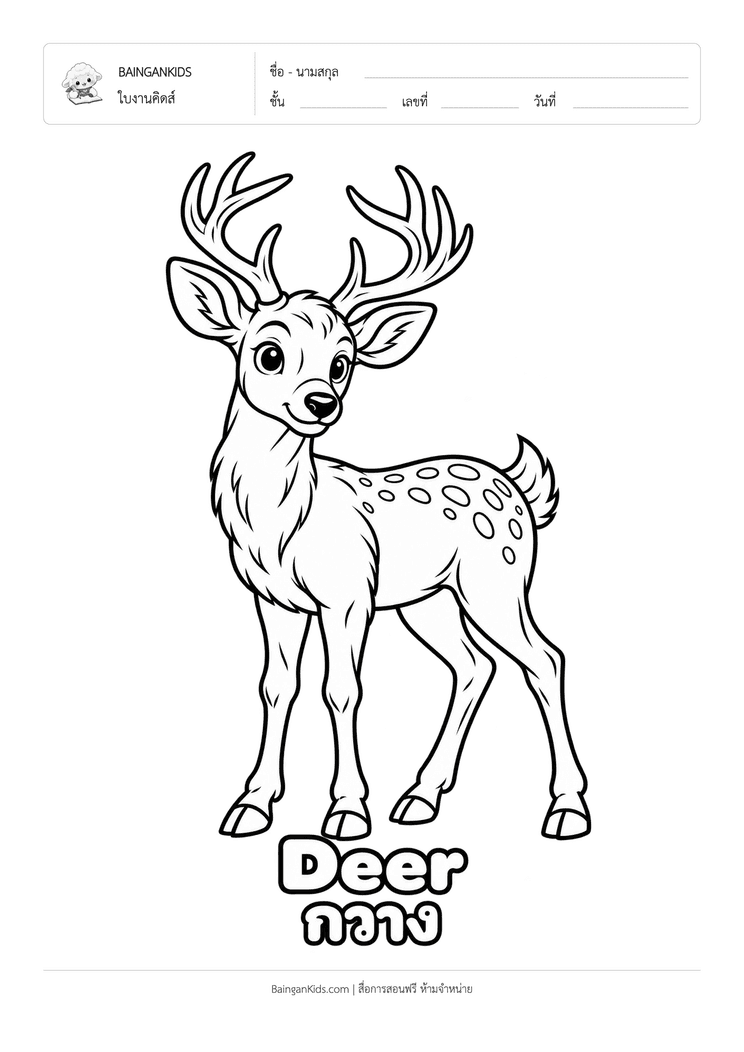 ระบายสี กวาง (Deer) ตัวอย่างหน้าที่ 1